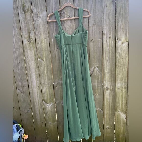 After Six Contoured Wide Strap Sweetheart Maxi Dress Seagrass Green Sage Size 8 - Picture 7 of 7